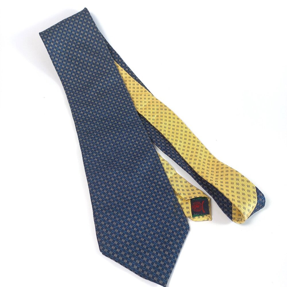 pure silk tie made in the USA vintage Tommy Hilfiger Blue and Gold 100% silk
